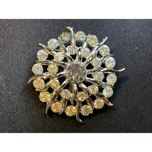 Vintage Starburst Rhinestone Heavy Brooch